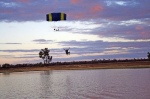 Douggs about to enjoy a broken rib after cutting away his canopy over water at the Funny Farm Boogie in Westmar, Queensland, Australia Was it worth it - Always - Photo Greg Miff Smith