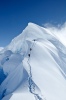 Mountaineers on the summit mushroom of Nevado Chopicalqui - Cordillera Blanca - Peru