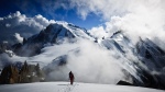 Nic Mullin descending from Aiguille du Plan, back toward Aiguille du Midi - Chamonix