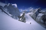 John Varco starting up the first ascent of the North Face of saf Minal India small