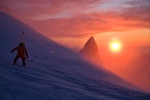 We had tried to head down the Midi arete for some evening ski shots but it had been storming all day