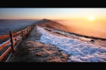 Winter in the Peak District - beautiful light over the Hope Valley mist 