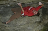 Anne And John Arran Gallery 05 - John bouldering at Orlu near Ax les Thermes - France